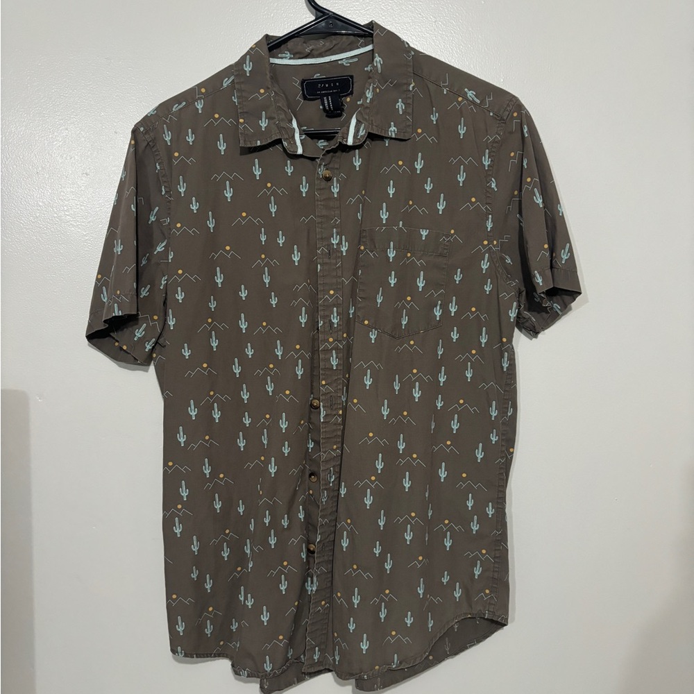 21men Brown Casual Button Down Shirt with Subtle Print
